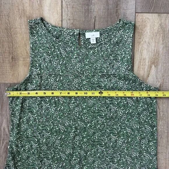J Jill Tiered Midi Green Floral Dress Size M Petite Spring Boho Cottage Prairie - Picture 13 of 13